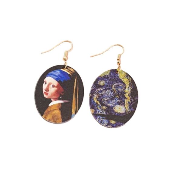 Oil Painting Drop Earrings - Picture 1 of 7